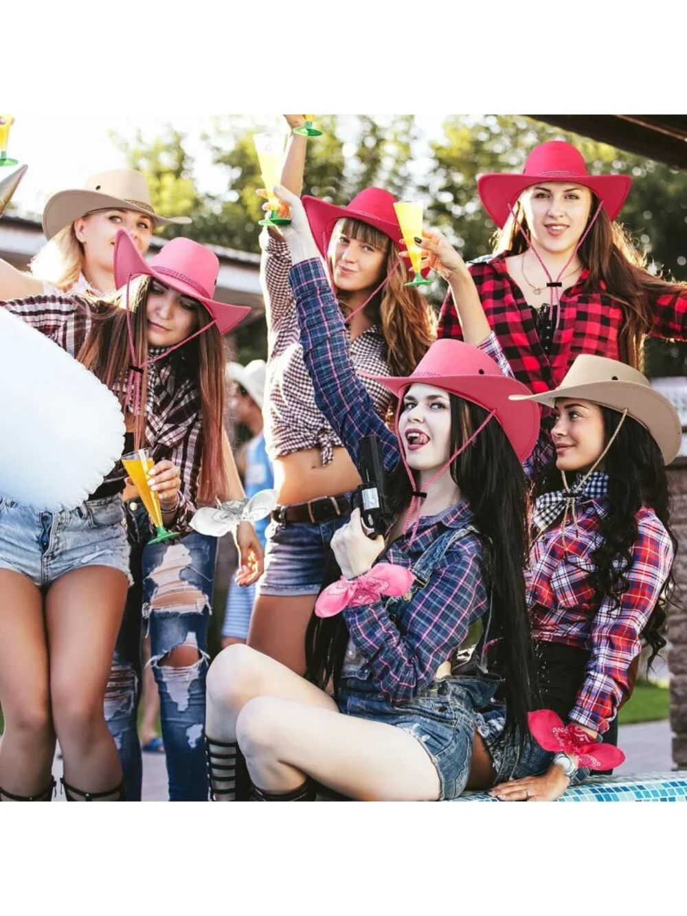 12 Pcs Cowboy Hats & Bandanas Set | Western Party Costume Accessories